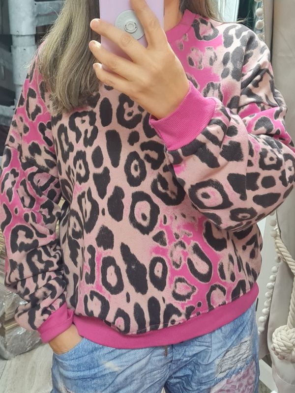 Sweatshirt Leopard Leo pink italymode