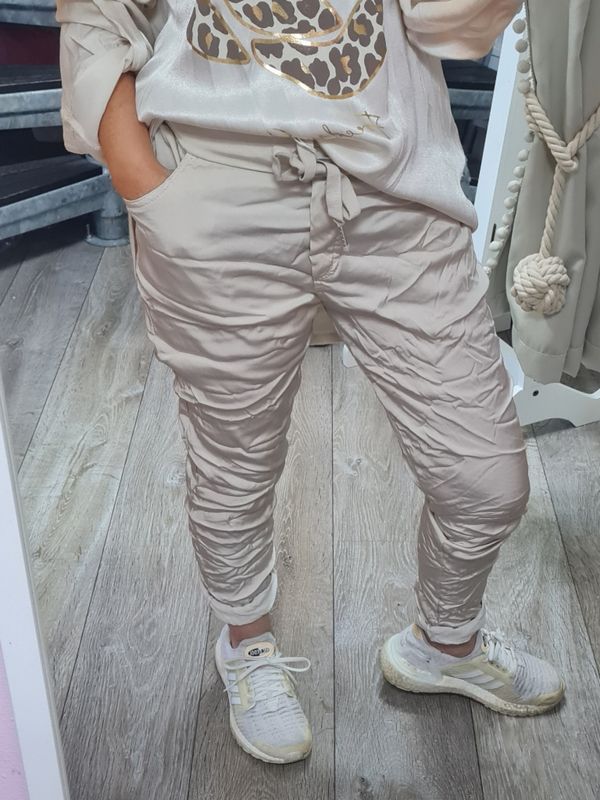 Shiny Glanz Joggpants beige