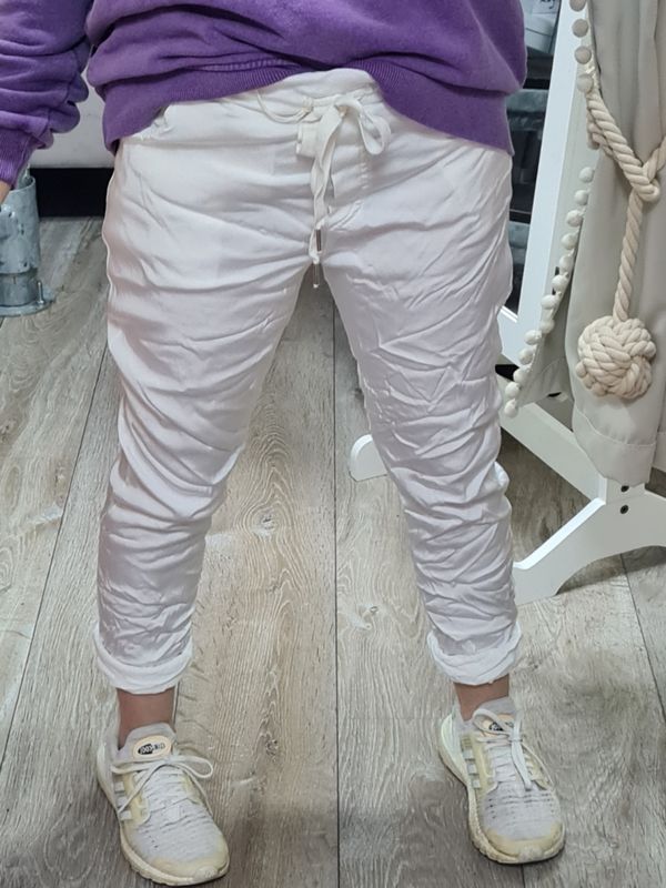 Shiny Glanz Joggpants Hose italymode weiß