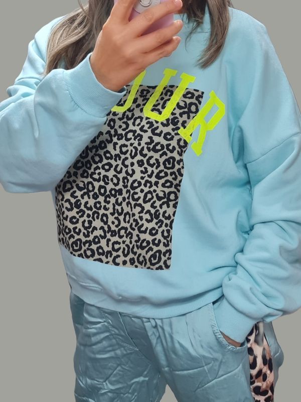 Sweatshirt Amour Leo Leopard italymode mint