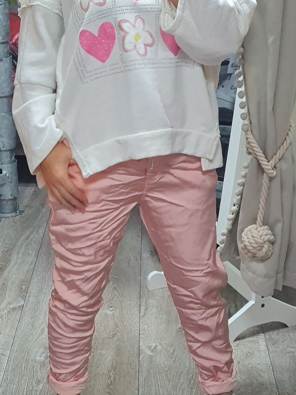 shiny Glanz Joggpants Hose lachs italymode