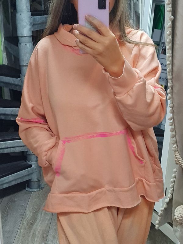 Sweatshirt Pullover italymode Kanguruh Taschen apricot