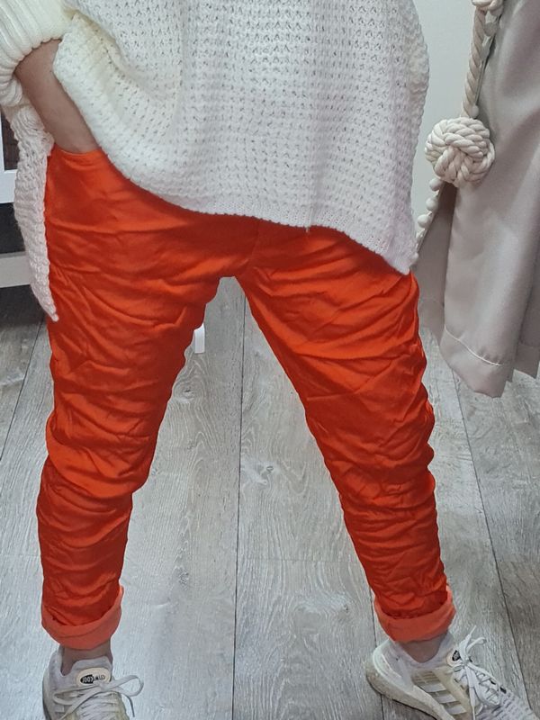 shiny glanz joggpants hose orange italymode