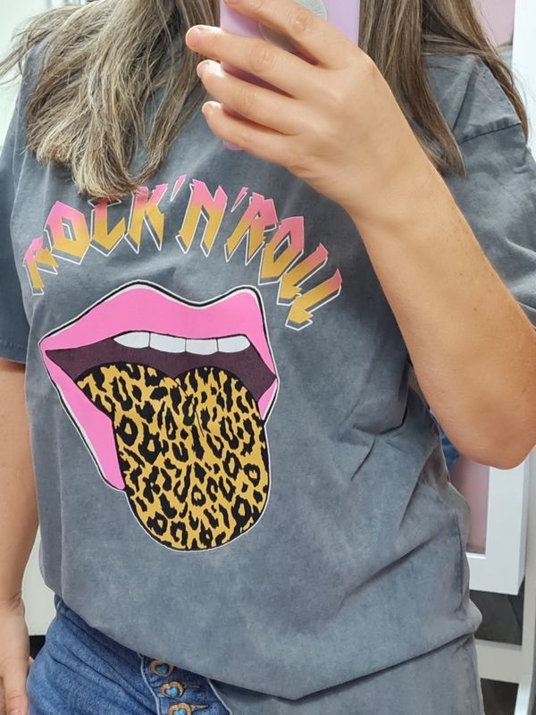 T-Shirt Zunge Mund Leo Rock`n roll italymode mooij