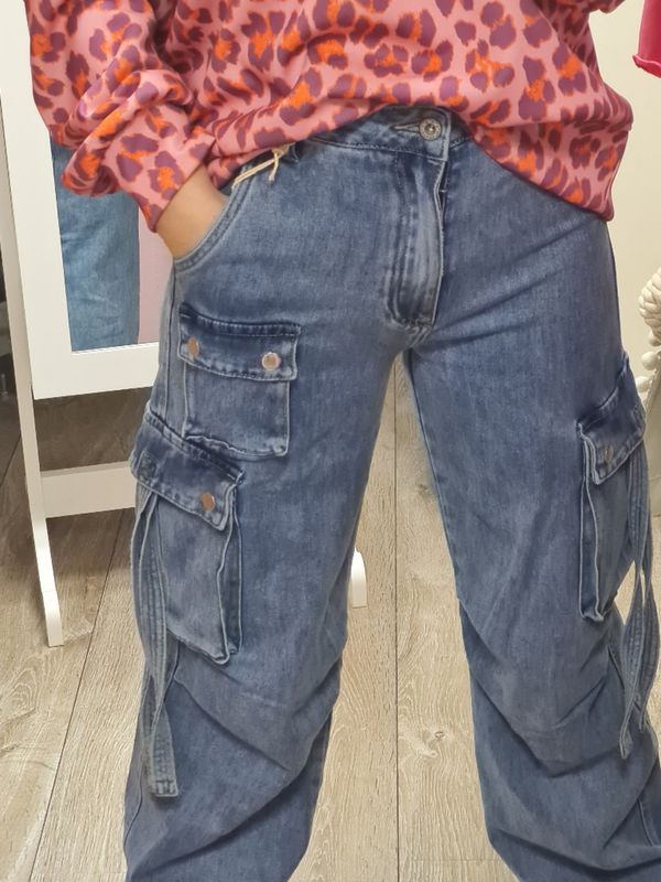 Jeans Cargo weites Bein Cargo S M L 2255