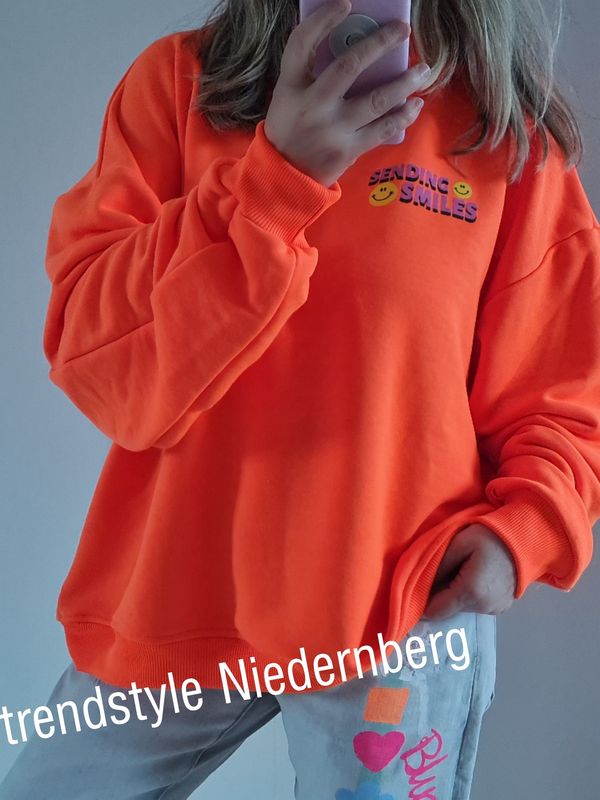 Hoodie Sweatshirt smile italymode orange
