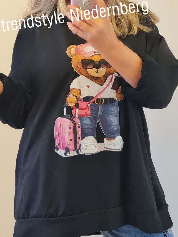 sweatshirt shirt teddy bär bear italymode schwarz print