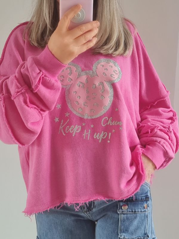 Sweatshirt Pullover Mouse pink italymode