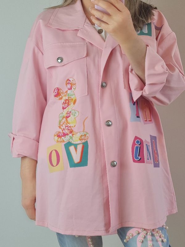 Mouse Hemd Jacke italymode rosa print