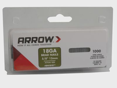 Arrow ARRBN1810 BN1810 Brad Nails 15mm (Pack 1000)