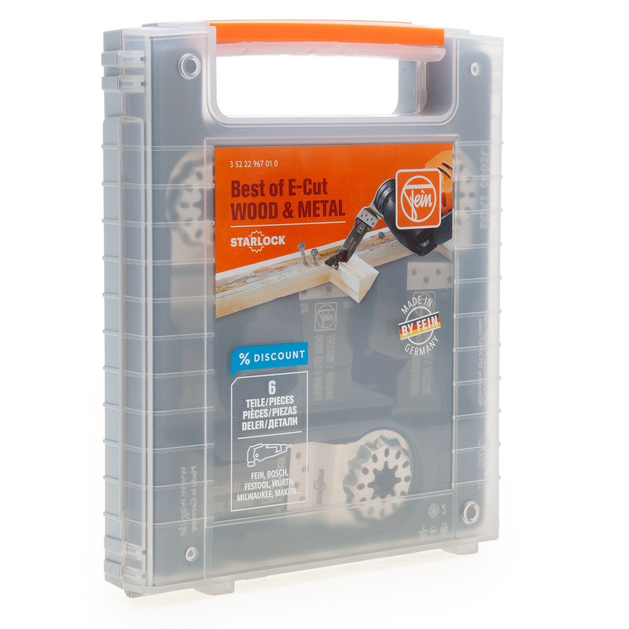 FEIN 35222967010 6pc Best of E-Cut Starlock WOOD and METAL Multi-tool blade set