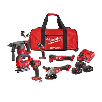 Milwaukee 4933498916 M18FPP6L3-503B 18v 3x5.0ah 6pc Fuel Power Tool kit with Bag