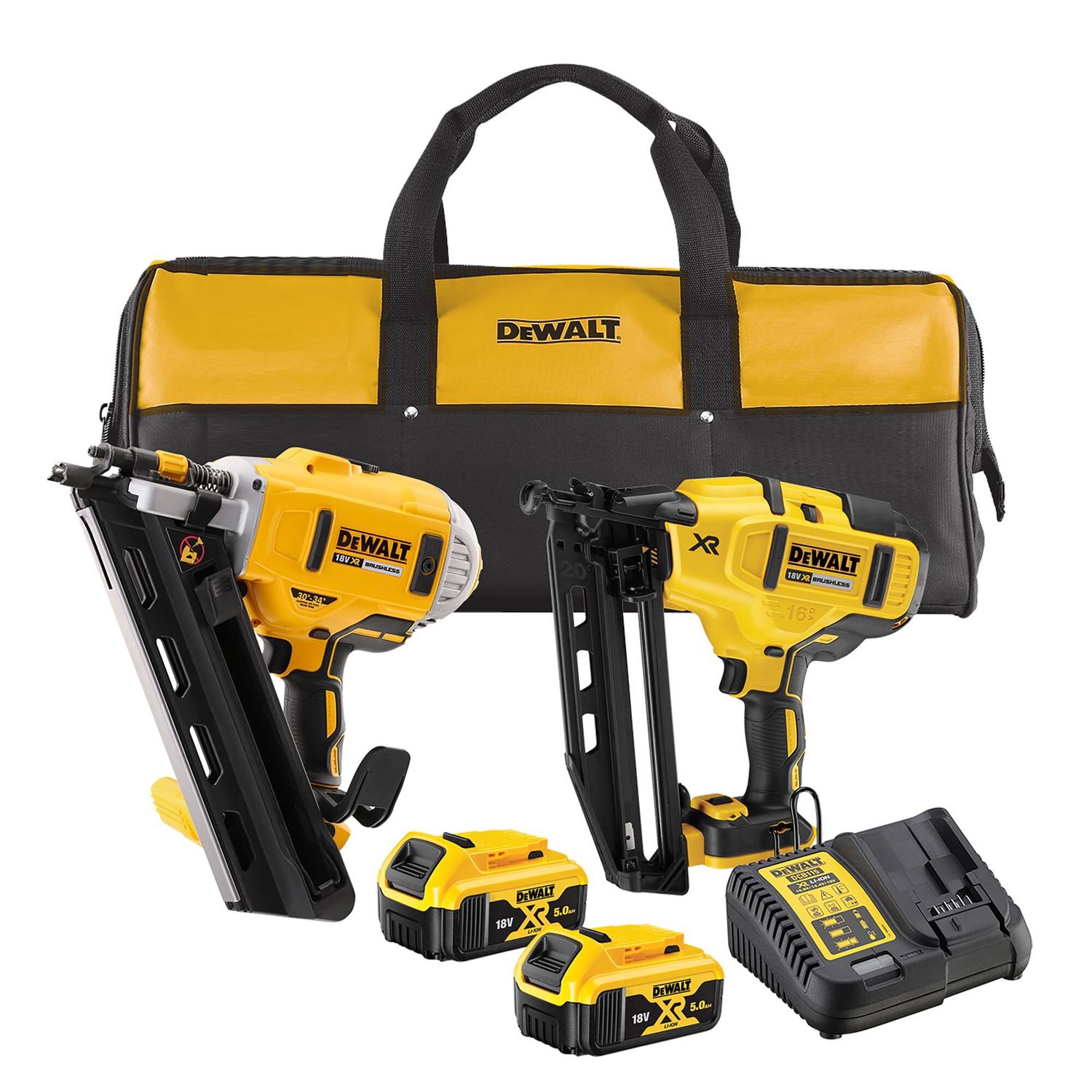 Dewalt DCK2046P2 18V Twin Nailer Kit 2 x 5.0Ah Li-ion
