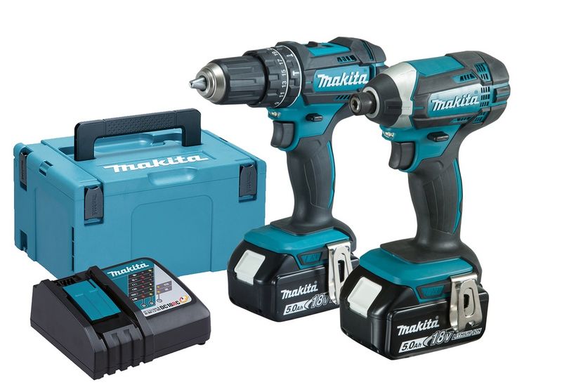 Makita DLX2131TJ LXT 18v Combi Impact Driver Twin Kit 2 x 5.0ah Makpac Type 3