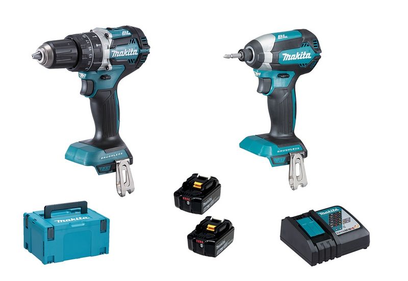 Makita DLX2180TJ LXT 18v BL Combi Impact Driver Twin Kit 2x5.0ah Makpac Type 3