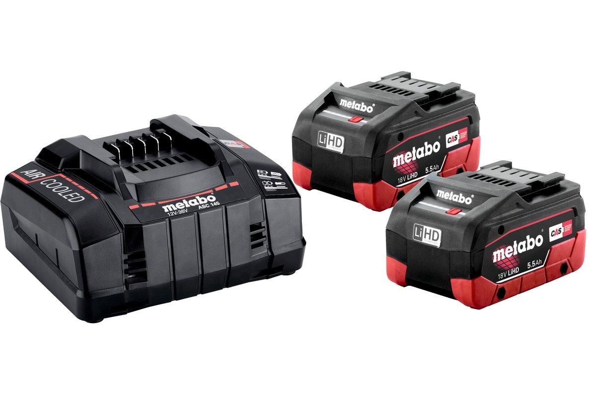 Metabo 685122380 Basic Set 2 x 18v LiHD 5.5Ah ASC 145 Charger