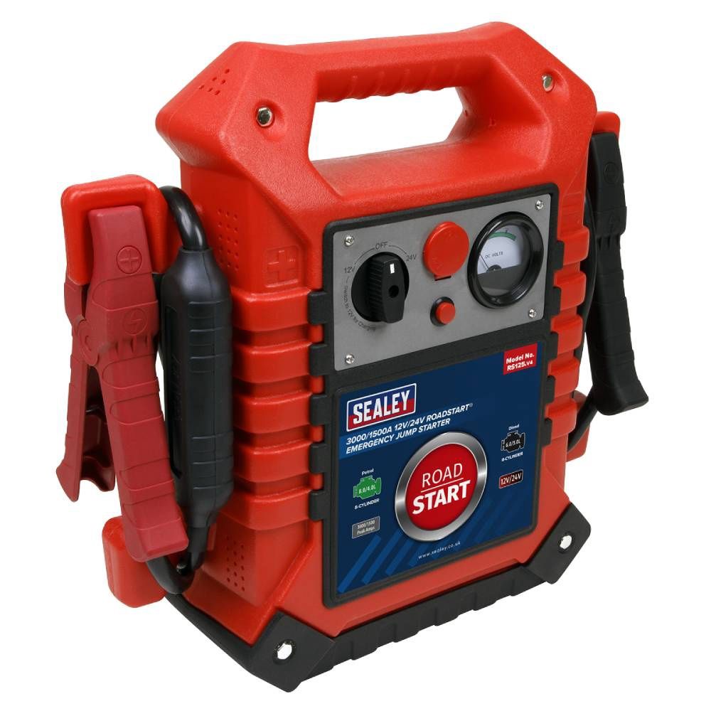 Sealey RS125 RoadStart 12/24V Emergency Jump Starter 3000/1500 Peak Amps