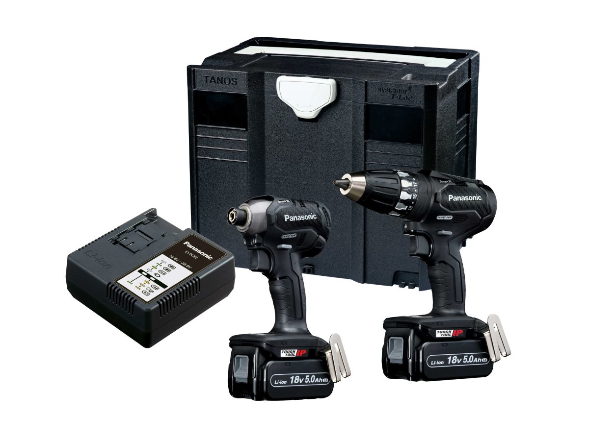 Panasonic EYC241LJ2G31 18V 2 x 5.0Ah Li-ion Combi Impact Driver Twin Pack Kit