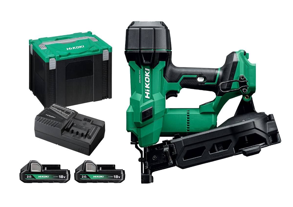Hikoki NV1845DAJXZ 18v 2 x 2.0Ah 45mm Cordless Coil Nailer Kit