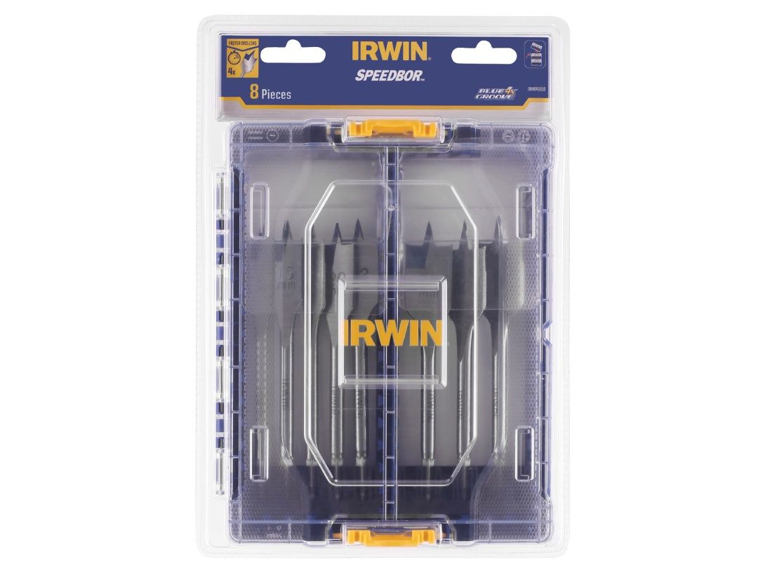 IRWIN IW4041010 Blue Groove 4X 8pc Flat Drill Bit Set
