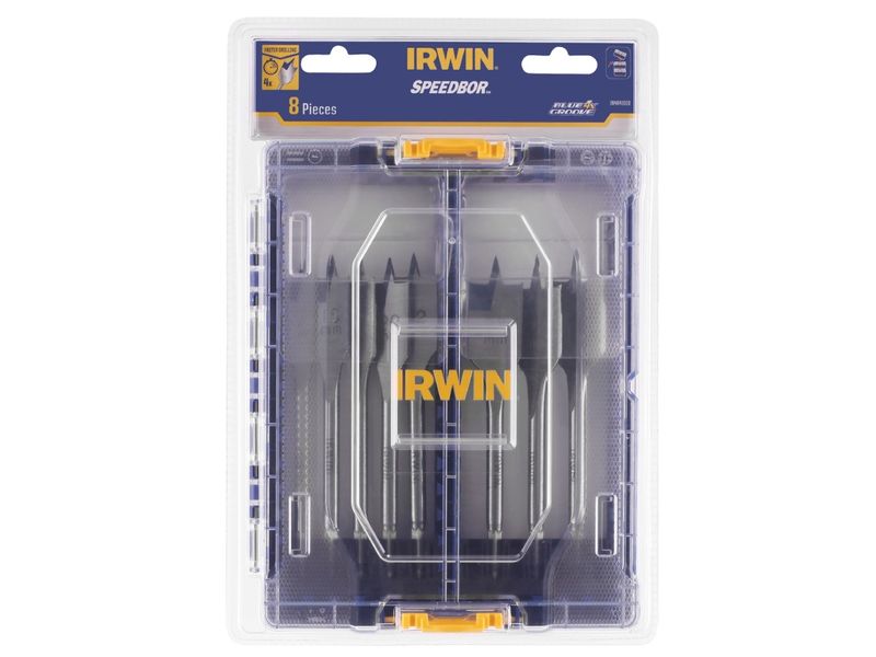 IRWIN IW4041010 Blue Groove 4X 8pc Flat Drill Bit Set
