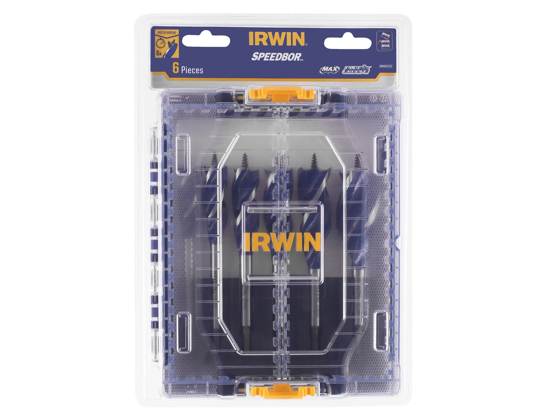 Irwin IW4042202 Blue Groove 6X 6pc Wood Auger Drill Bit Set img