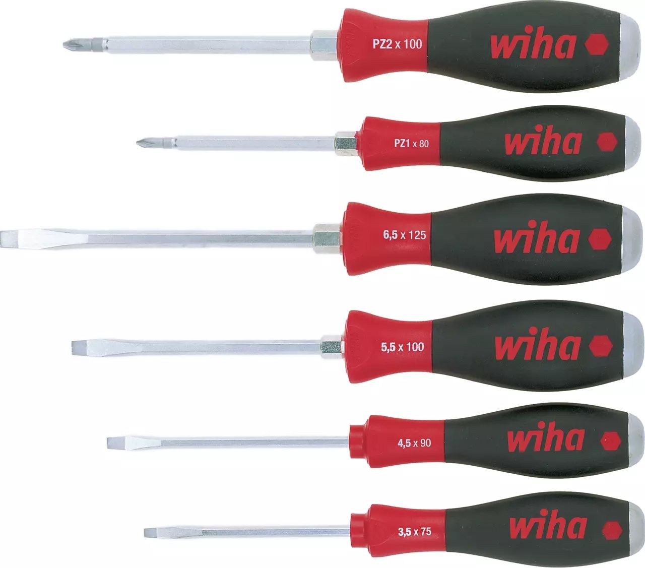 Wiha 21251 6pc SoftFinish SL/PZ Hex Blade Screwdriver Set
