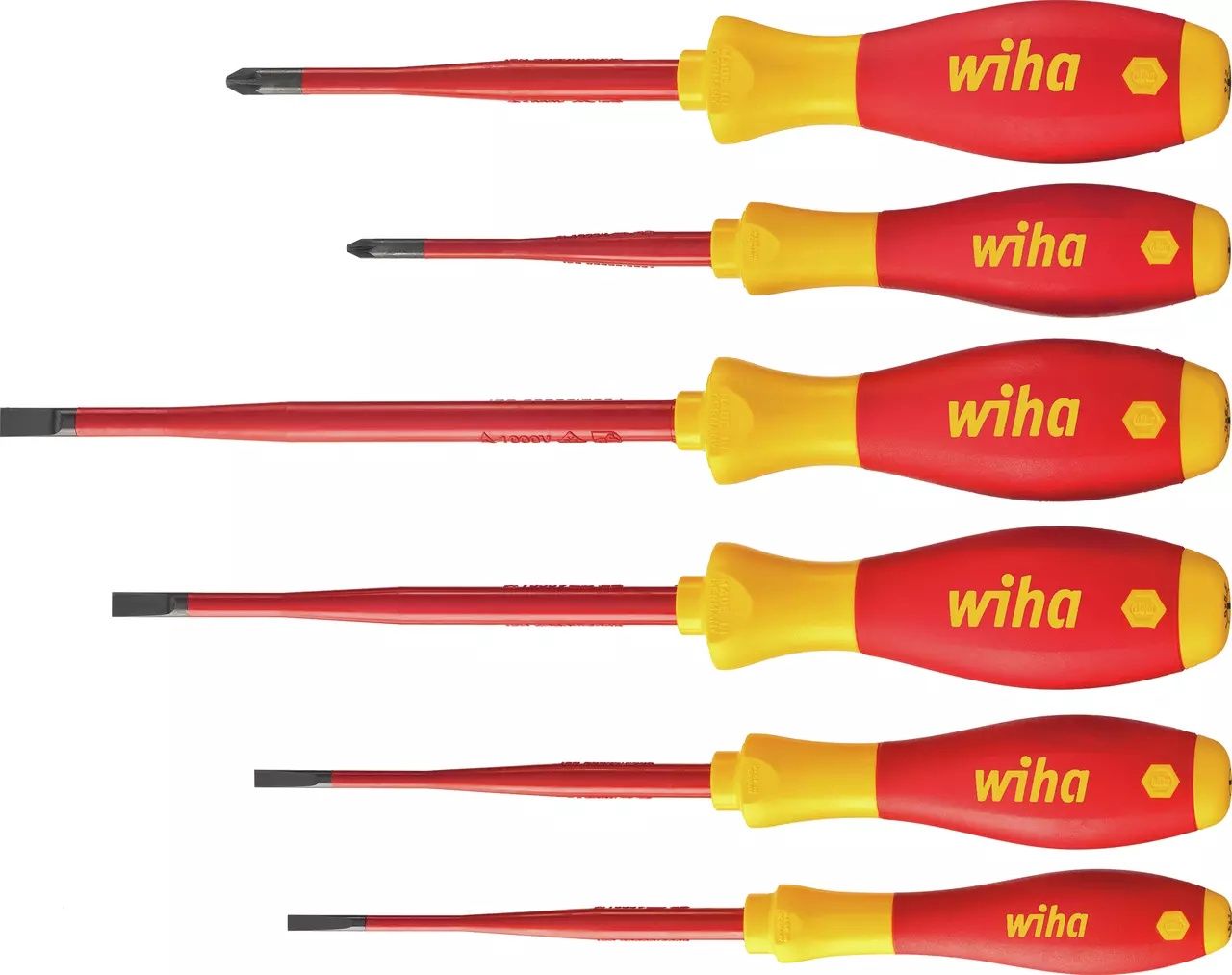 Wiha 36455 SoftFinish 6pc VDE slimFix SL/PZ Screwdriver Set