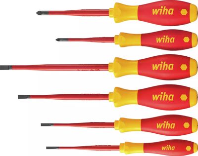 Wiha 36455 SoftFinish 6pc VDE slimFix SL/PZ Screwdriver Set