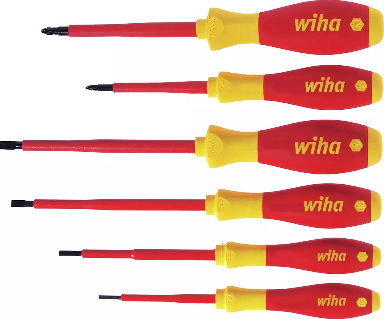 Wiha 25477 6pc SoftFinish electric SL/PZ Screwdriver Set,