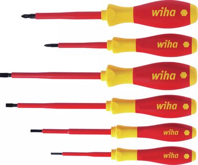 Wiha 25477 6pc SoftFinish electric SL/PZ Screwdriver Set,