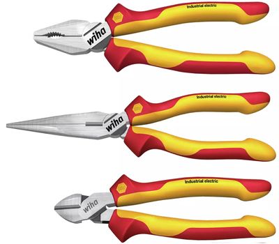 Wiha 38637 3pc Industrial VDE Pliers Set