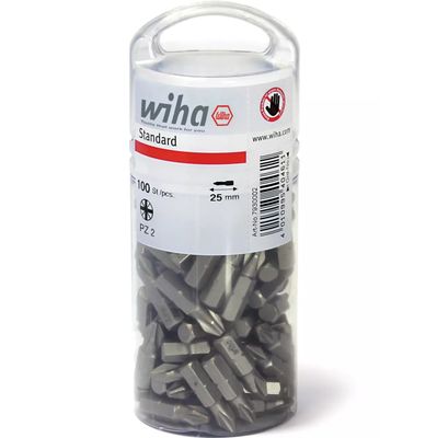 Wiha 40462 Tub of 100 Standard Pozidriv PZ2 25mm Bits