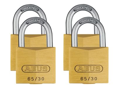 ABUS Mechanical ABU6530QPK 65/30mm Brass Padlock Quad Pack