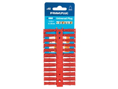 Rawlplug RAW68515 Red UNO Plugs 6 x 28mm (Card 48)