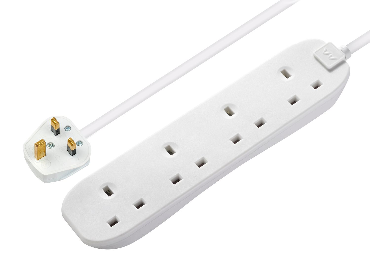 Masterplug MSTBFG210 Extension Lead 240V 4-Gang 13A White 2m