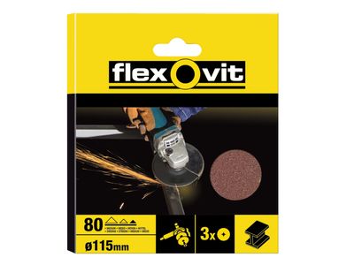 Flexovit FLV27531 Aluminium Oxide Fibre Disc 115mm Extra Coarse 36G (Pack 3)