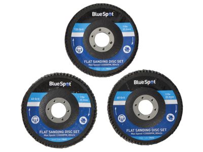 BlueSpot Tools B/S19642 Sanding Flap Disc Set 3 Piece 115mm (4.1/2in)