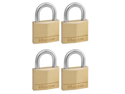 Master Lock MLK140Q Solid Brass 40mm Padlock 4-Pin - Keyed Alike x 4