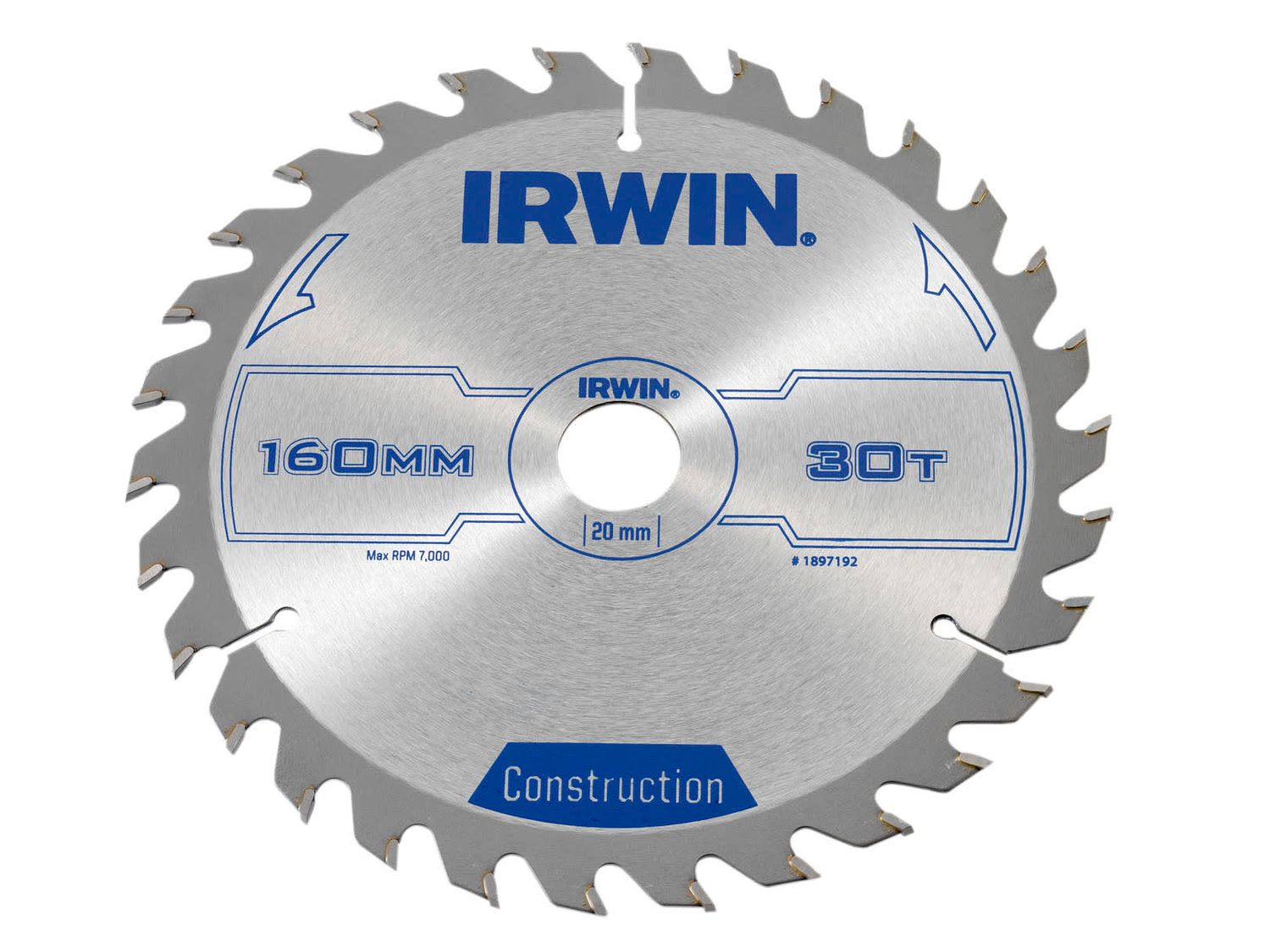 IRWIN IRW1897192 Construction Circular Saw Blade 160 x 20mm x 30T ATB
