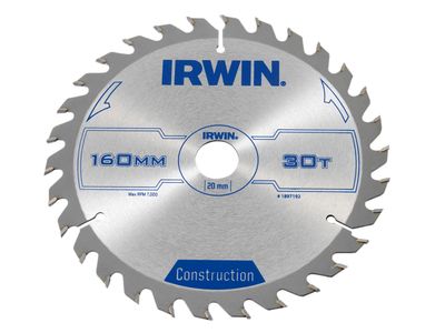 IRWIN IRW1897192 Construction Circular Saw Blade 160 x 20mm x 30T ATB