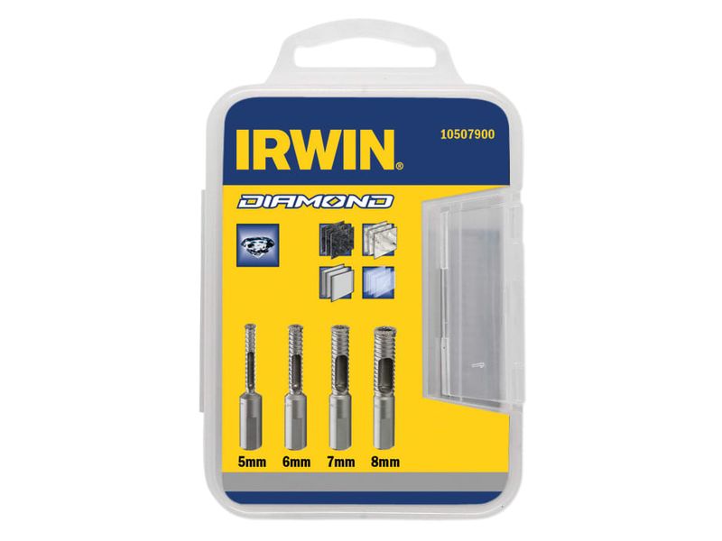 IRWIN IRW10507900 Diamond Drill Bit Set 4 Piece 5-8mm
