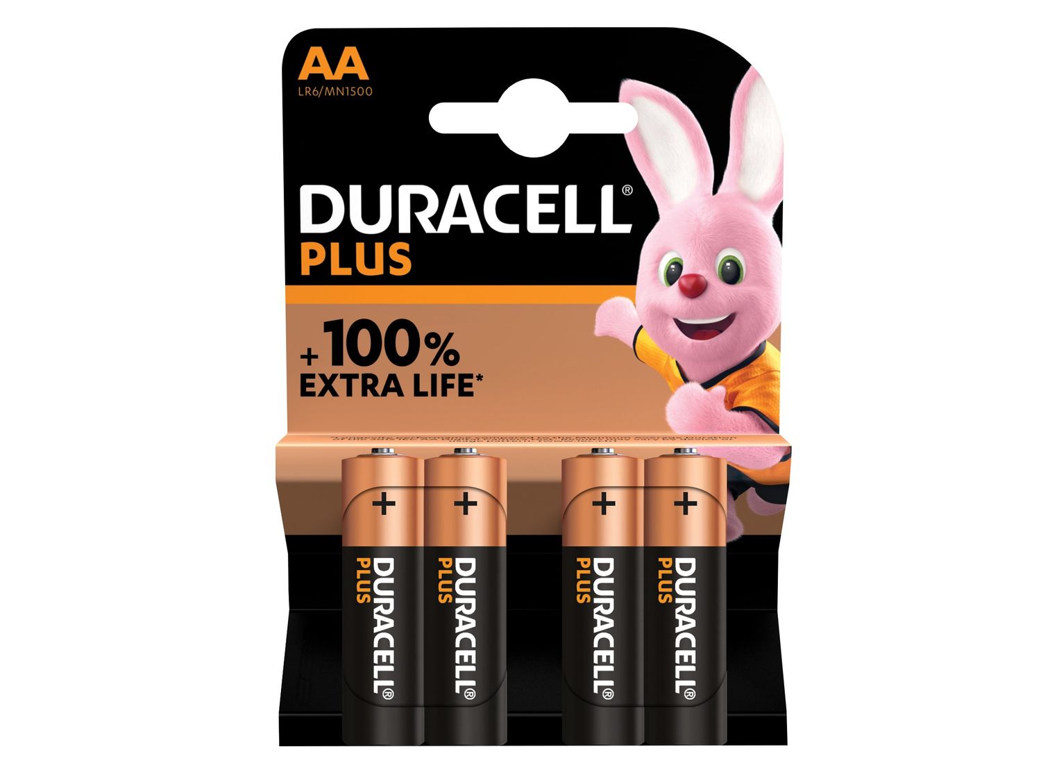 Duracell DURAA100PP4 AA Cell Plus Power +100% Batteries (Pack 4)