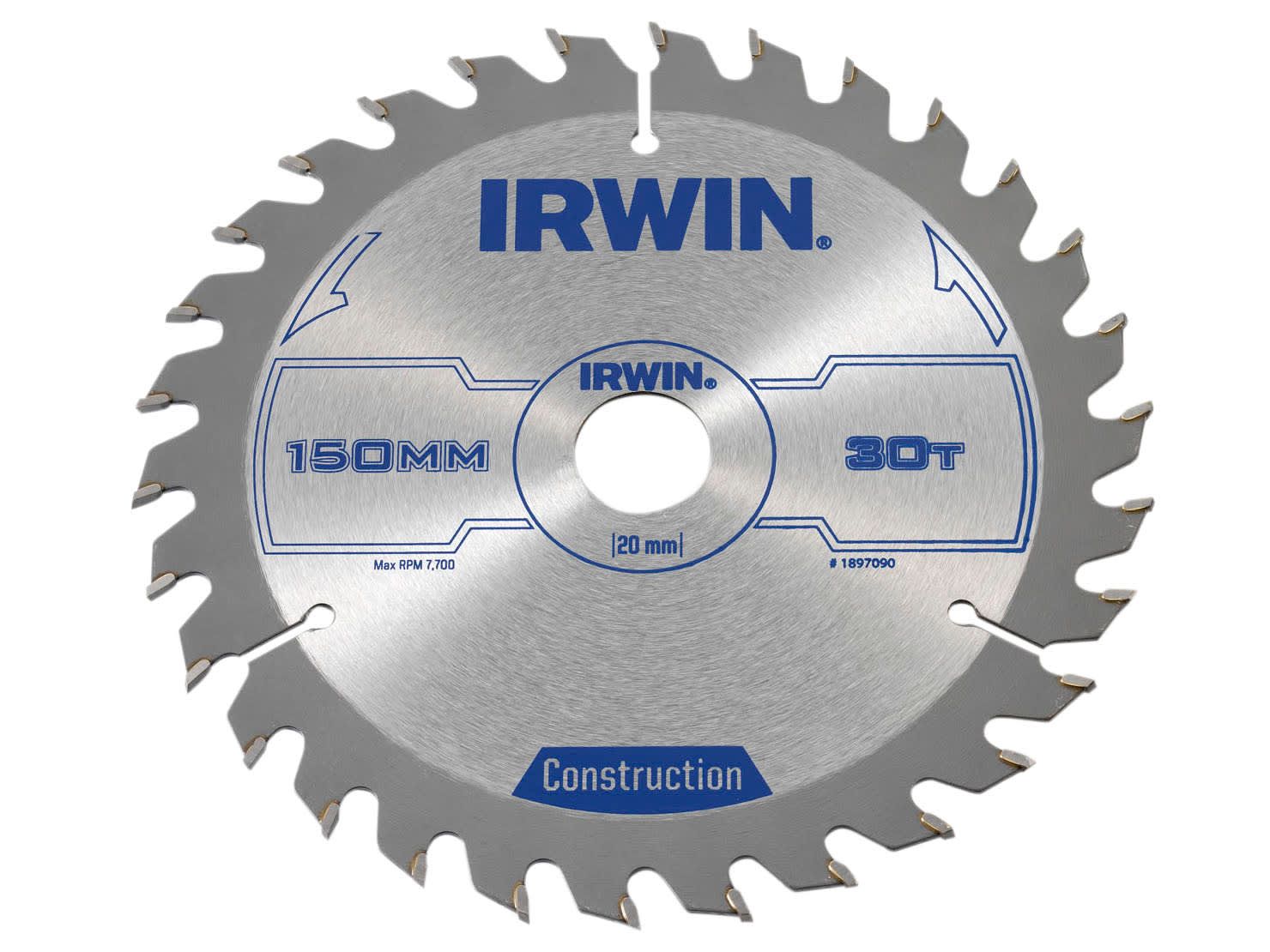 IRWIN IRW1897090 Construction Circular Saw Blade 150 x 20mm x 30T ATB