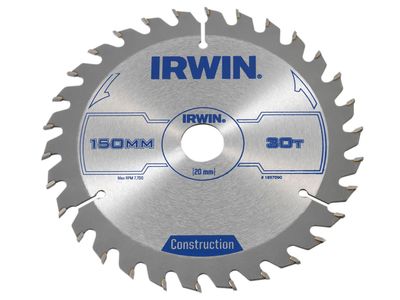 IRWIN IRW1897090 Construction Circular Saw Blade 150 x 20mm x 30T ATB