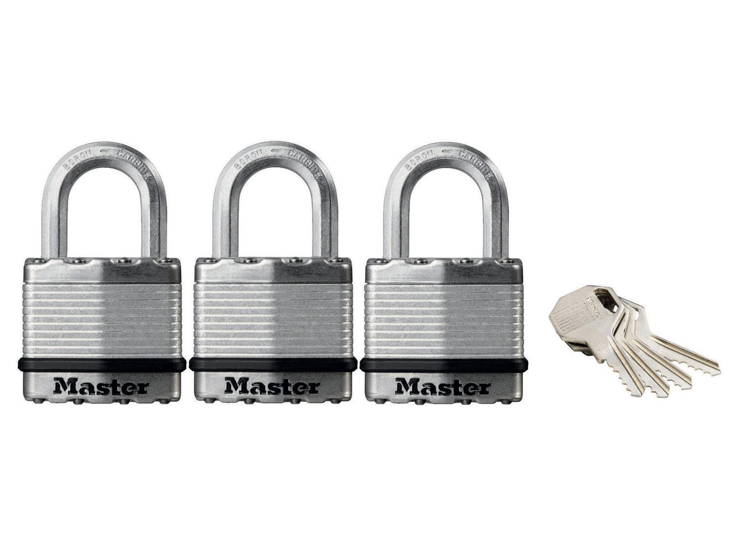 Master Lock MLKM1TRI Excell™ Laminated Steel 45mm Padlock - 24mm Shackle - Keyed Alike x 3
