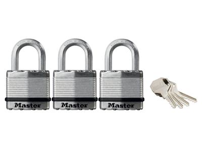 Master Lock MLKM1TRI Excell™ Laminated Steel 45mm Padlock - 24mm Shackle - Keyed Alike x 3