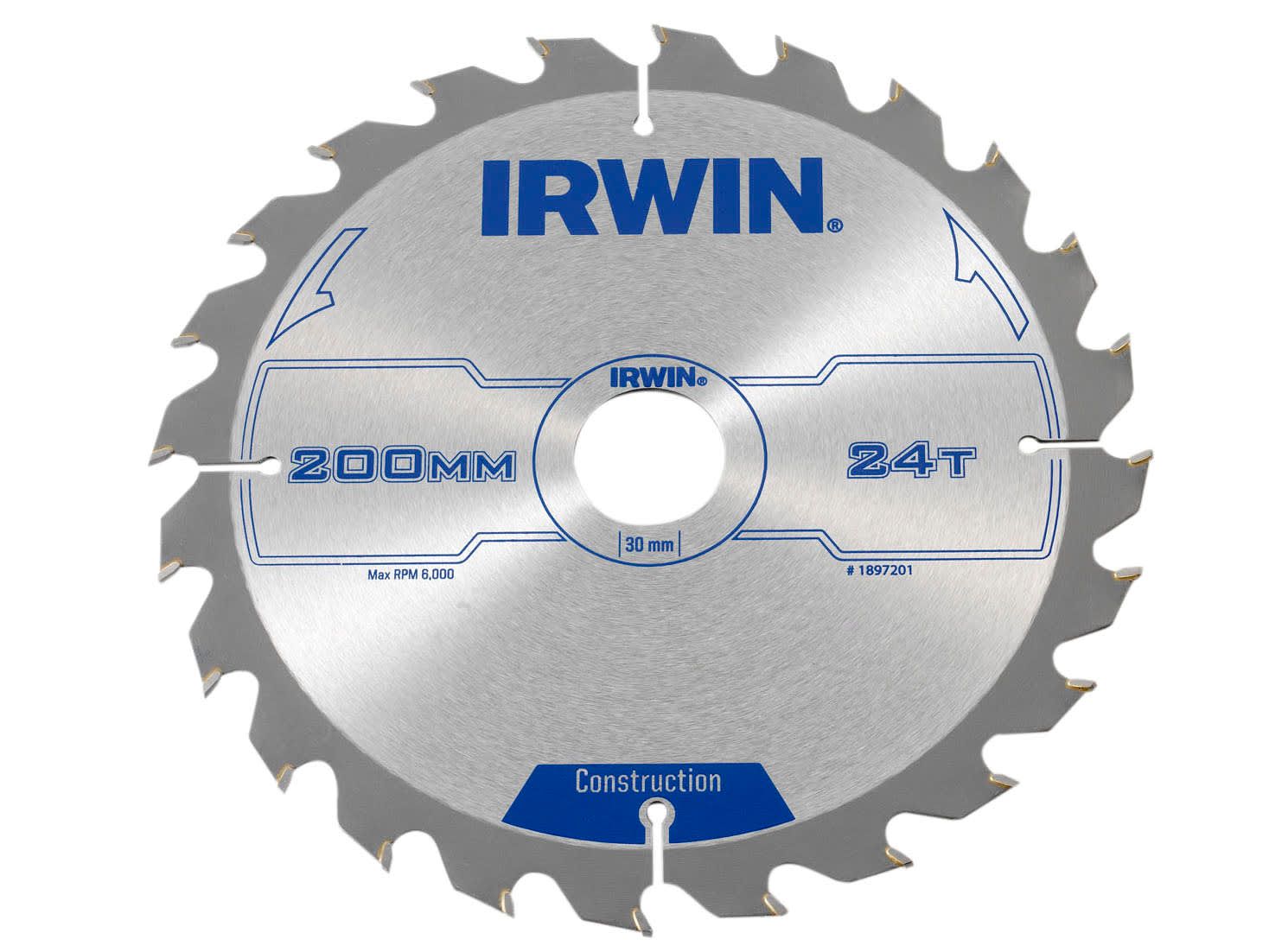 IRWIN IRW1897201 Construction Circular Saw Blade 200 x 30mm x 24T ATB