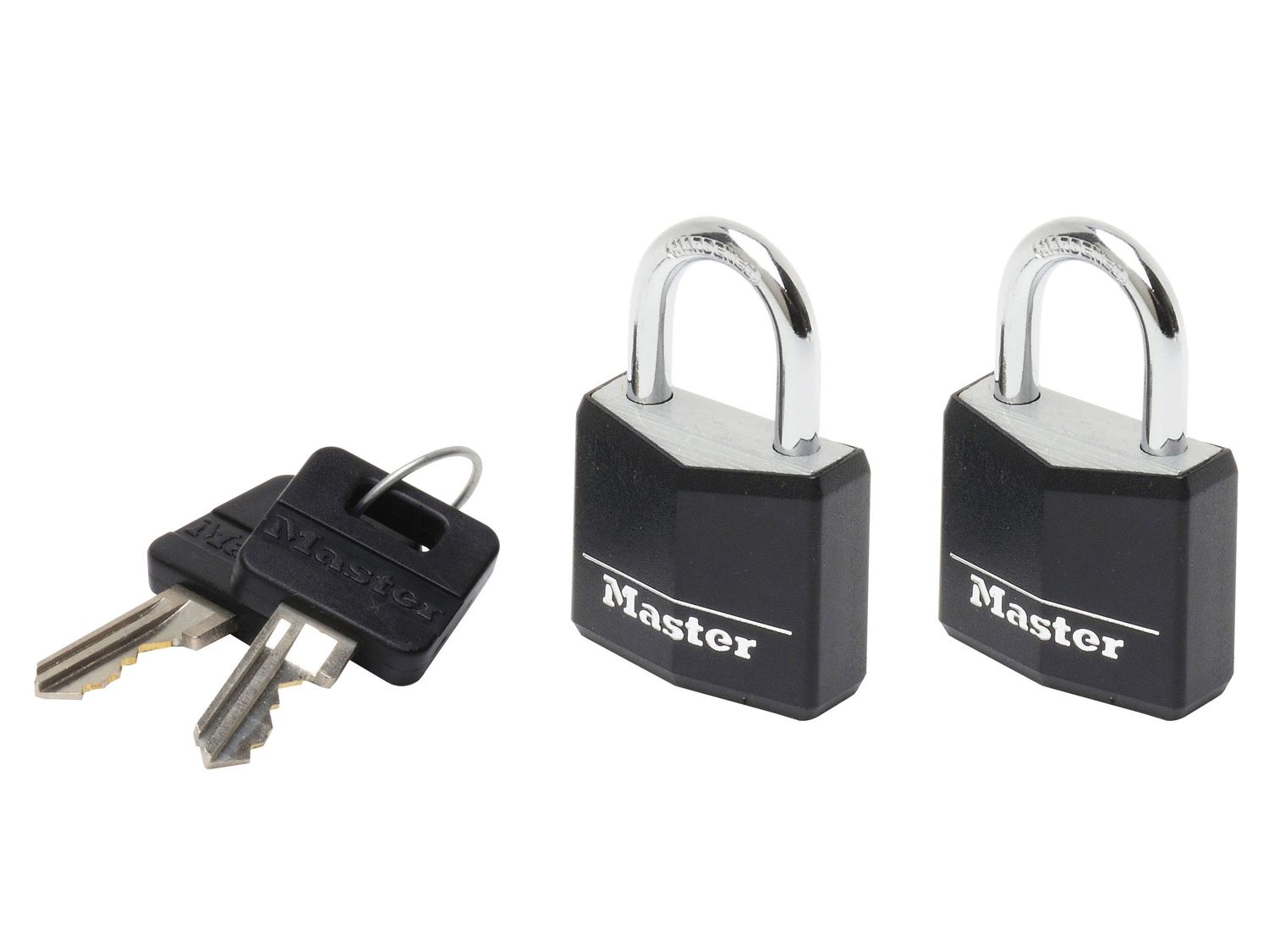 Master Lock MLK9120TBLK Aluminium Black Vinyl Cover 20mm Padlock 3-Pin - Keyed Alike x 2