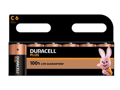 Duracell DURC100PP6 C Cell Plus Power +100% Batteries (Pack 6)